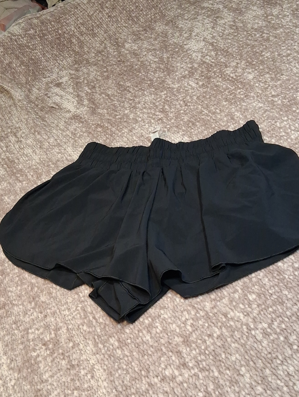CRZ YOGA Black Elastic-Waist Flow Skort Shorts